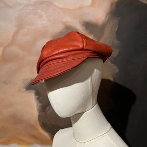 Vintage 70s Leather Slouchy Newsboy cap, adjustable OSFM